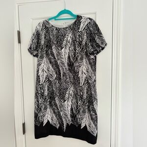 Club Monaco Black and White Leaf Print Mini Dress